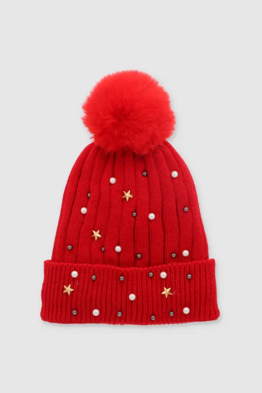 Gorro tejido brillos pompón sold by Shasa