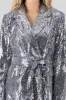 Saco brillos detalle cinturon sold by Shasa