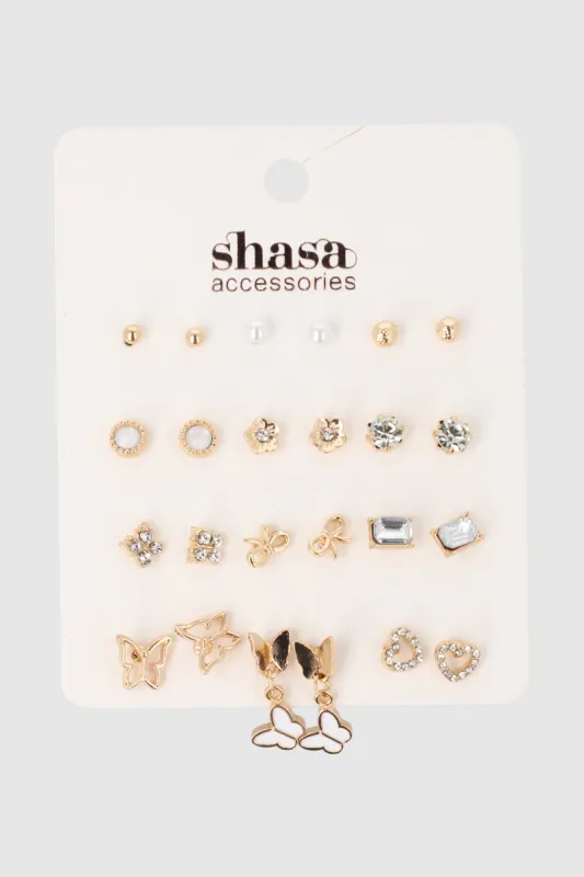 12 PR ARETES MARIPOSAS METAL sold by Shasa