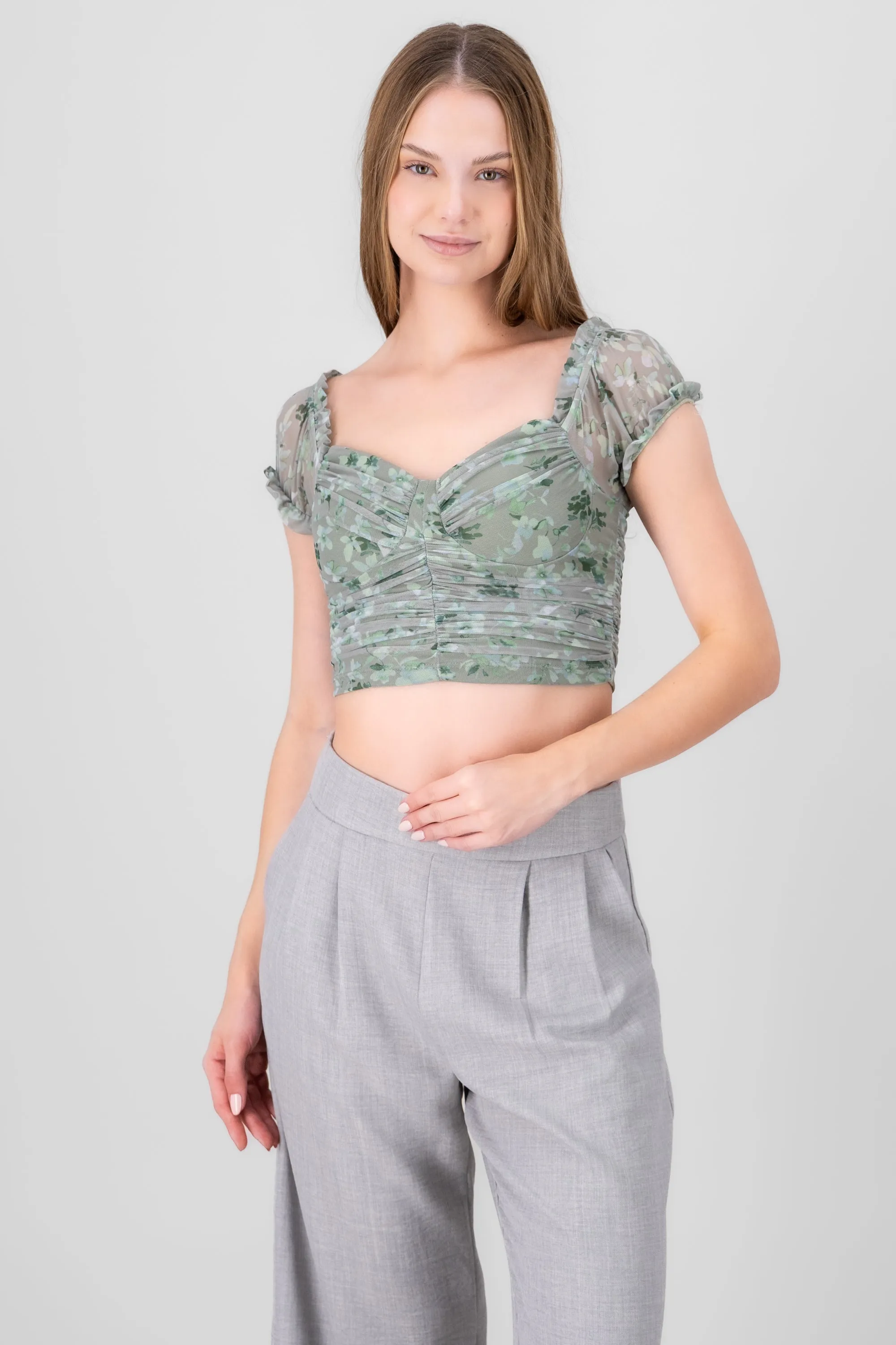 top flores mesh manga corta sold by Shasa product image thumbnail 2