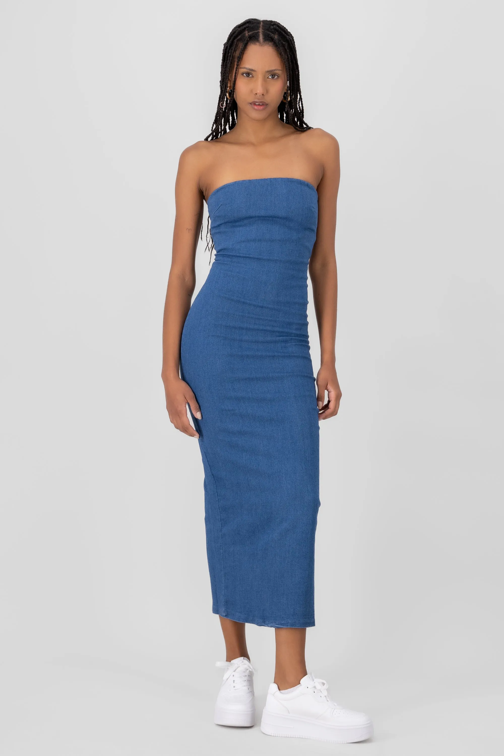 Vestido strapless de denim midi sold by Shasa product image thumbnail 2