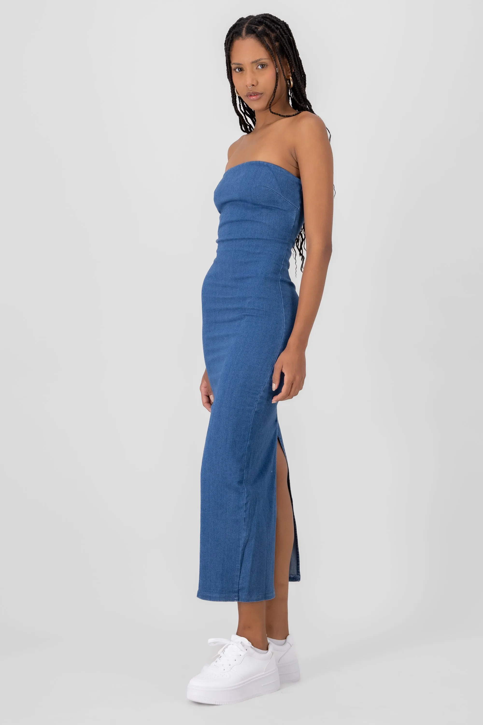 Vestido strapless de denim midi sold by Shasa product image thumbnail 3