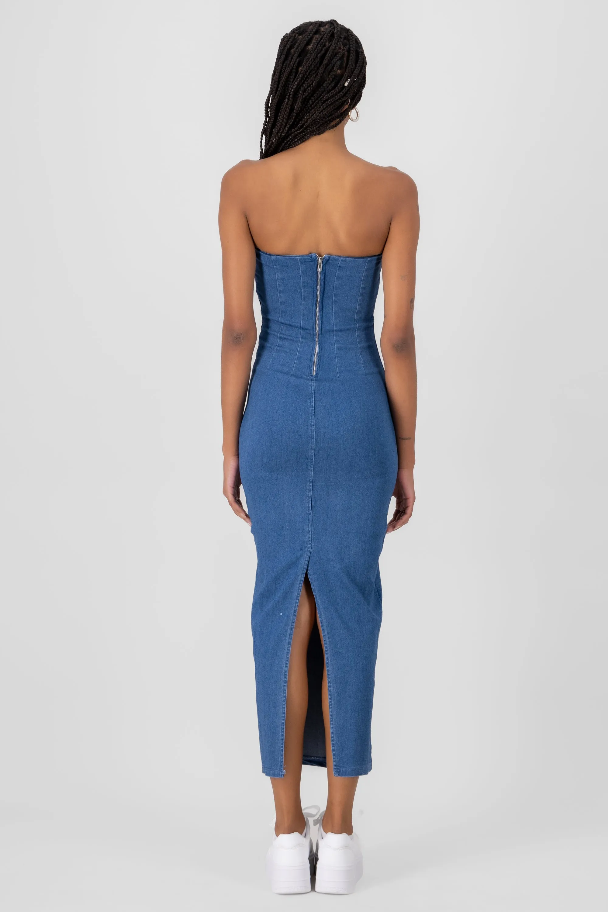 Vestido strapless de denim midi sold by Shasa product image thumbnail 4