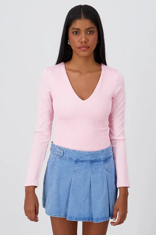 Body Liso Manga Larga Escote En V sold by Shasa