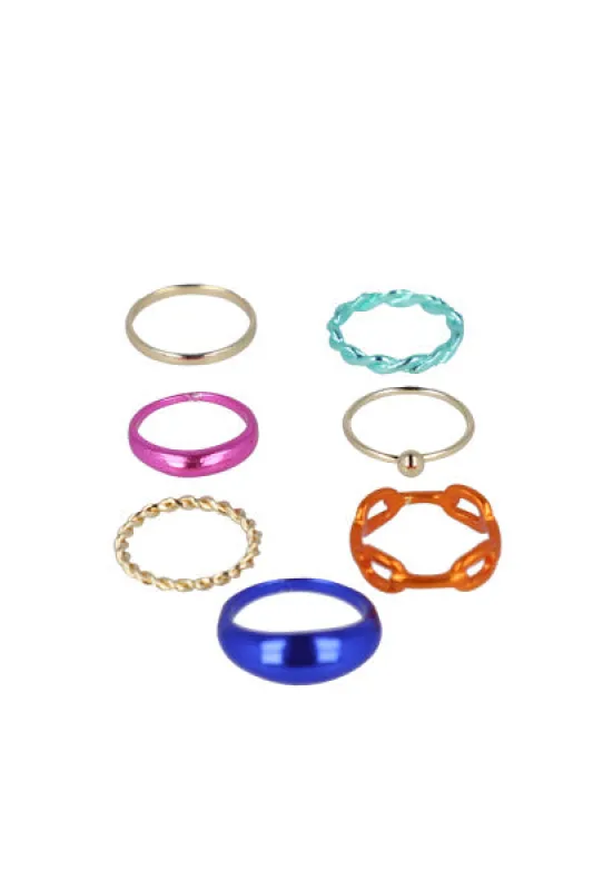 Set 7 anillos mix sold by Shasa