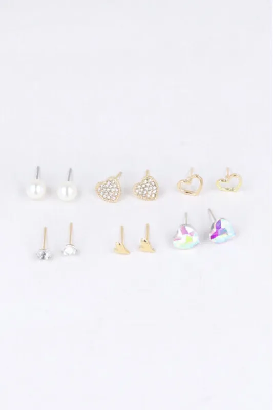 Set 6 pares aretes studs sold by Shasa