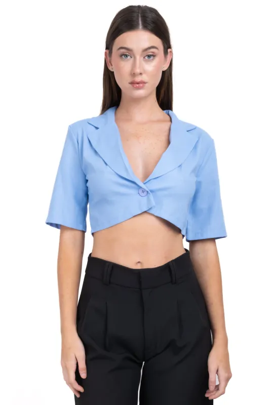Camisa crop manga corta sold by Shasa