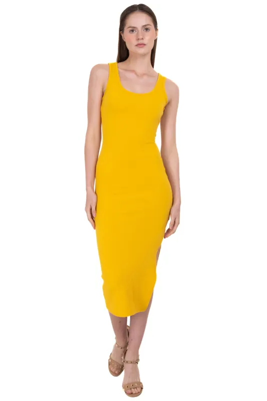 Vestido midi textura abertura sold by Shasa