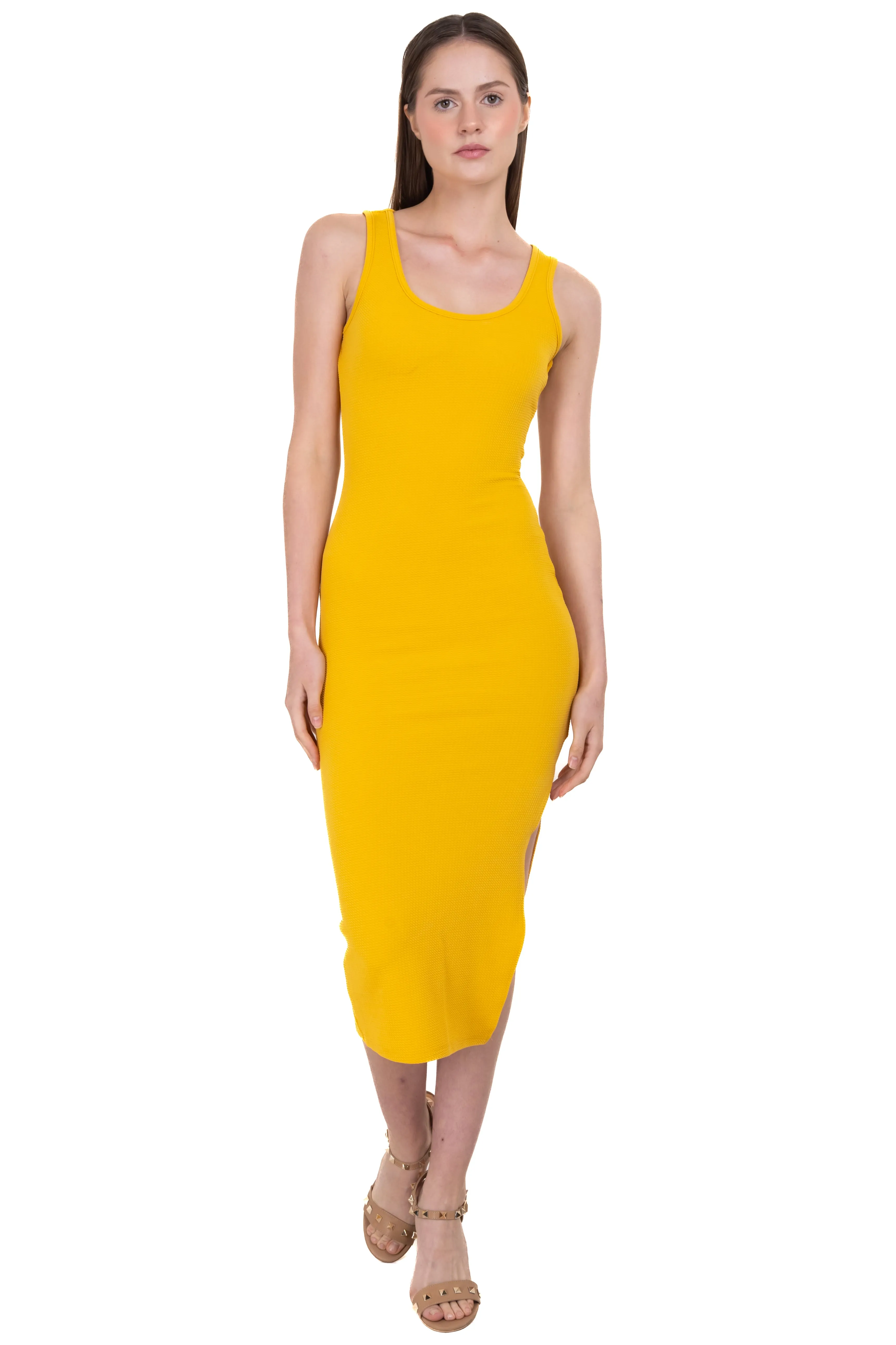 Vestido midi textura abertura sold by Shasa