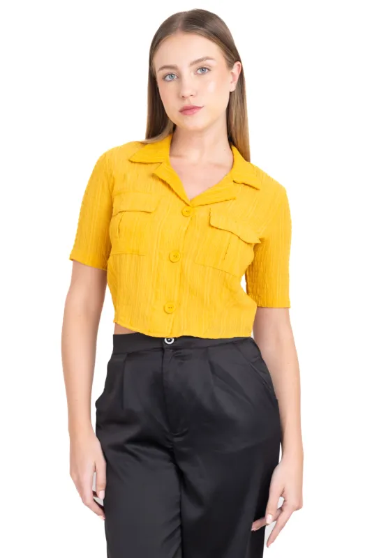 Blusa crop textura bolsos sold by Shasa