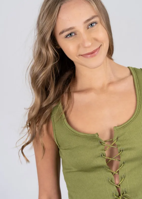 Top lace up acanalado mangas sold by Shasa