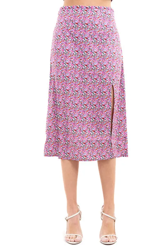 Falda midi flores abertura sold by Shasa