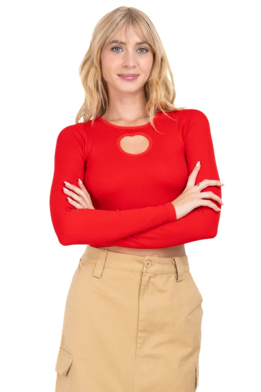 Top manga larga detalle corazon seamless sold by Shasa