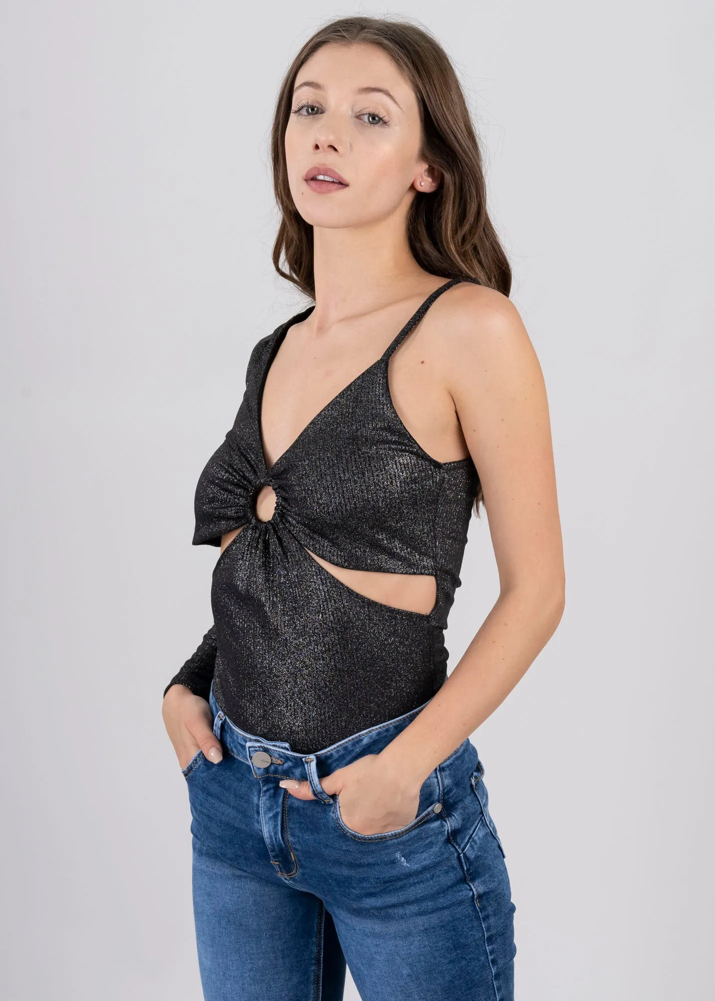 Bodysuit acanalado asimétrico brillos sold by Shasa product image thumbnail 2