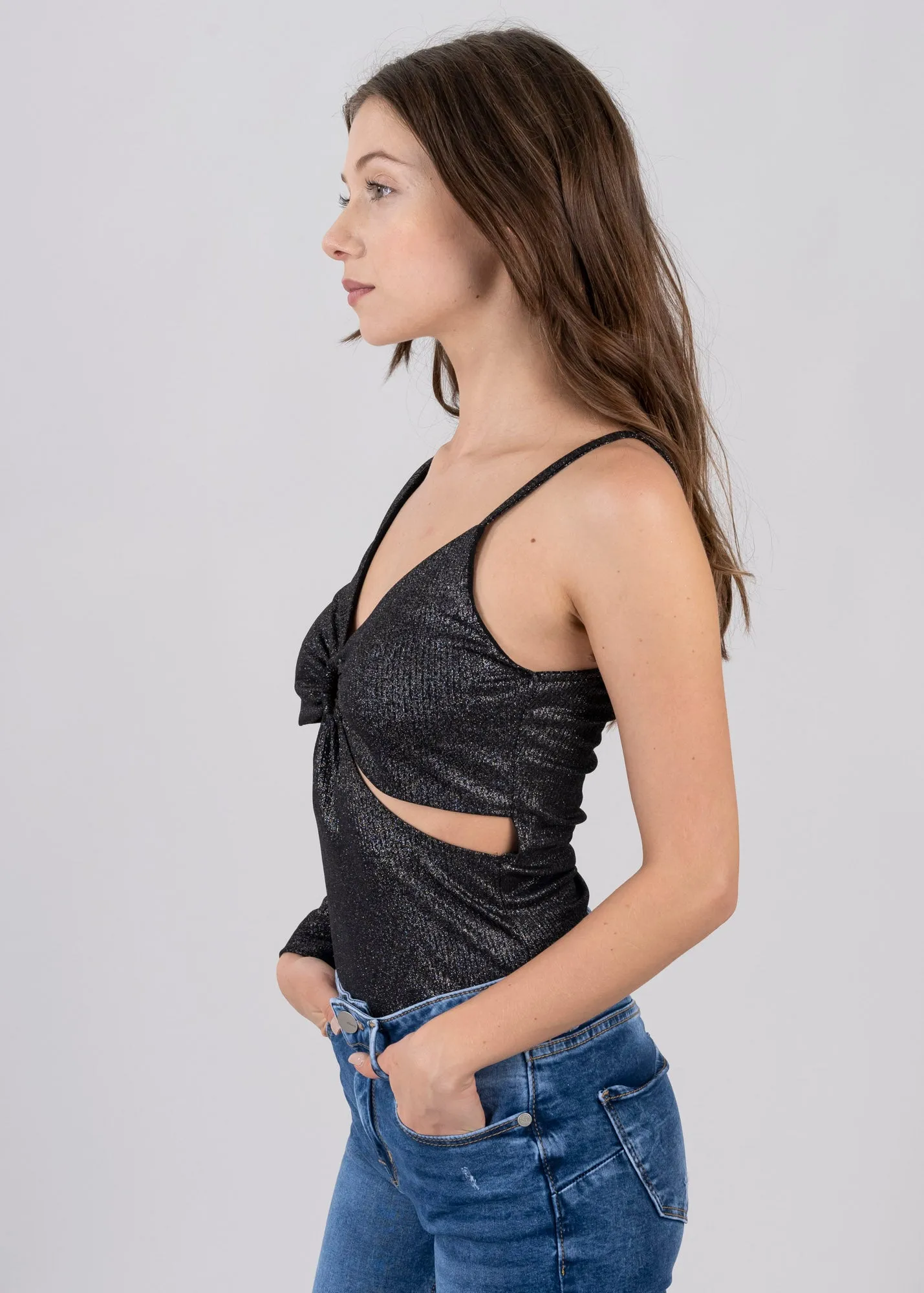 Bodysuit acanalado asimétrico brillos sold by Shasa product image thumbnail 3