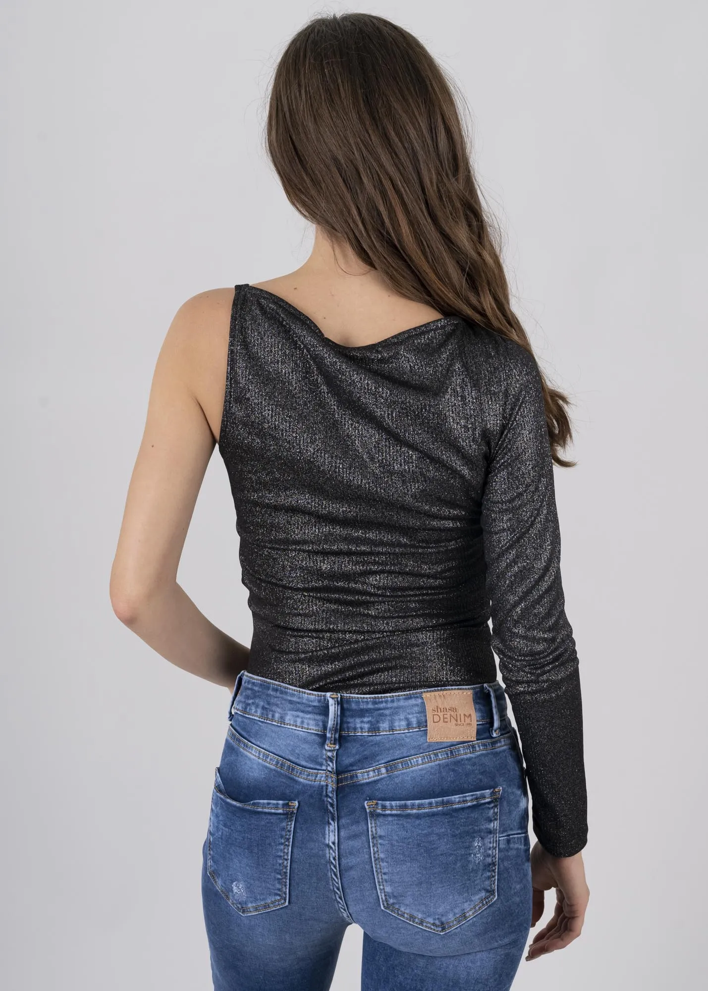 Bodysuit acanalado asimétrico brillos sold by Shasa product image thumbnail 4