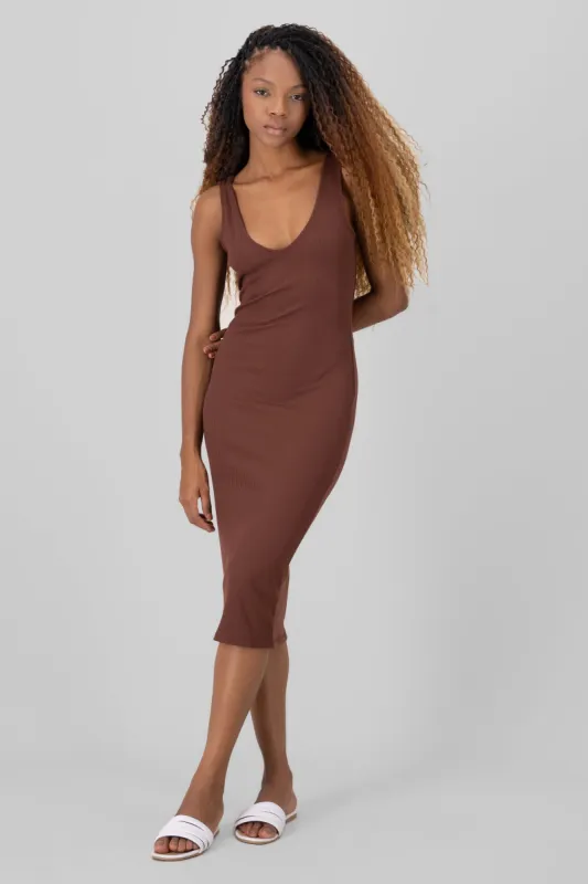 Vestido Midi Acanalado Liso sold by Shasa