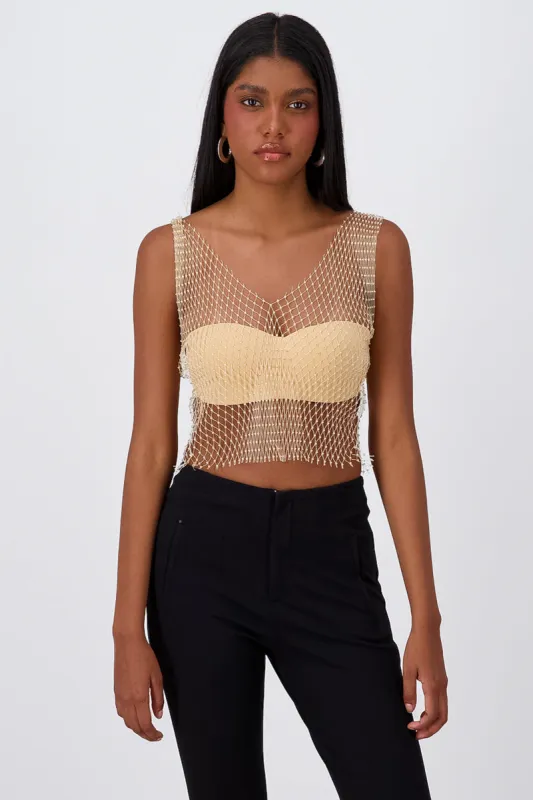 Top red escote v brillos sold by Shasa