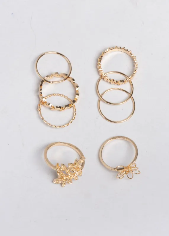 Set 8 Piezas Anillos Hojas sold by Shasa