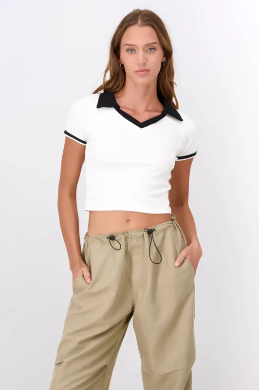 Playera cuello polo contraste sold by Shasa