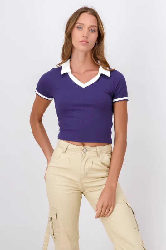 Playera cuello polo contraste sold by Shasa