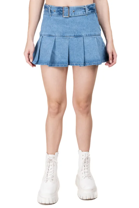 Falda Mini Denim Tableada sold by Shasa