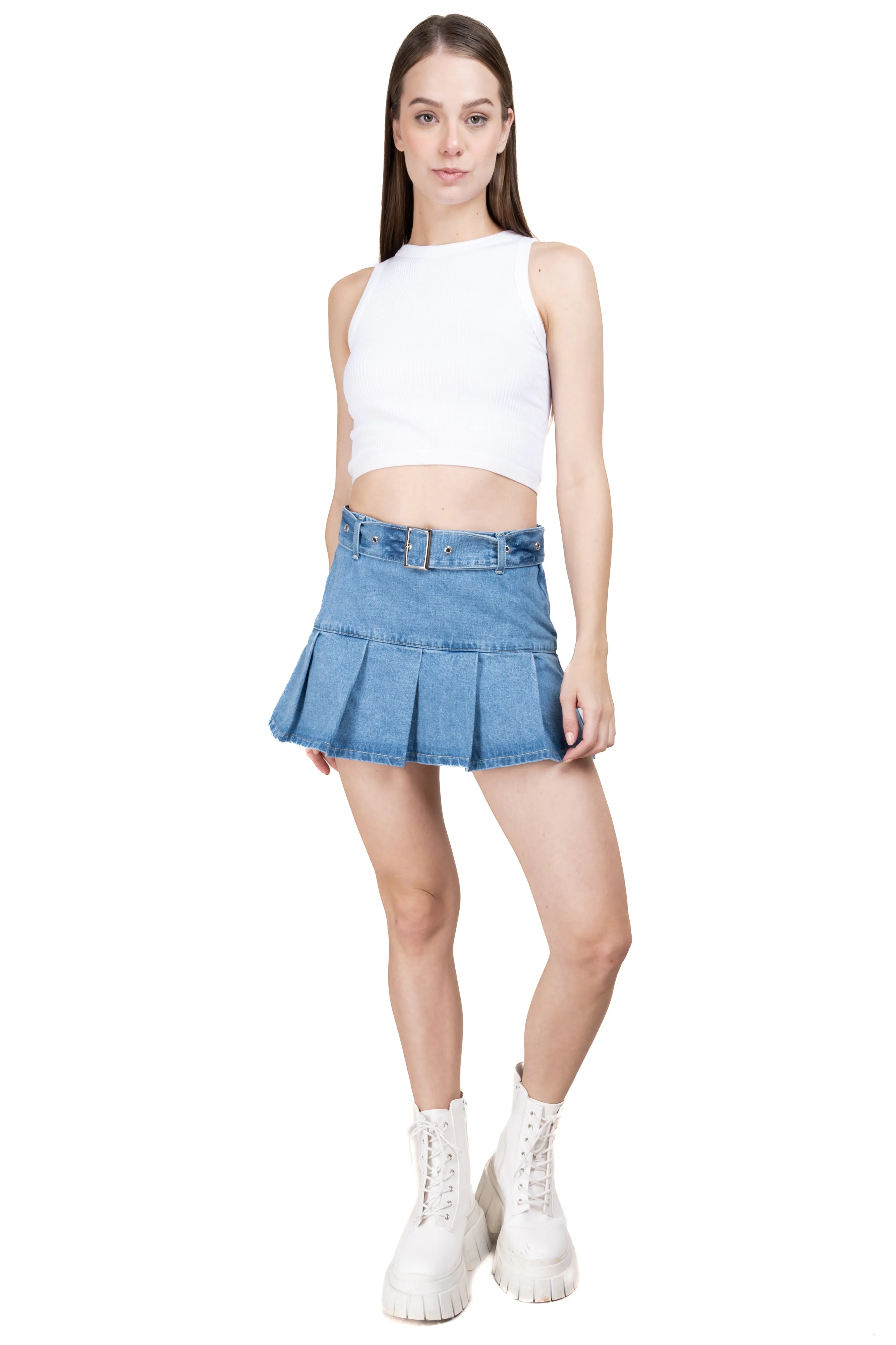Falda Mini Denim Tableada sold by Shasa product image thumbnail 2