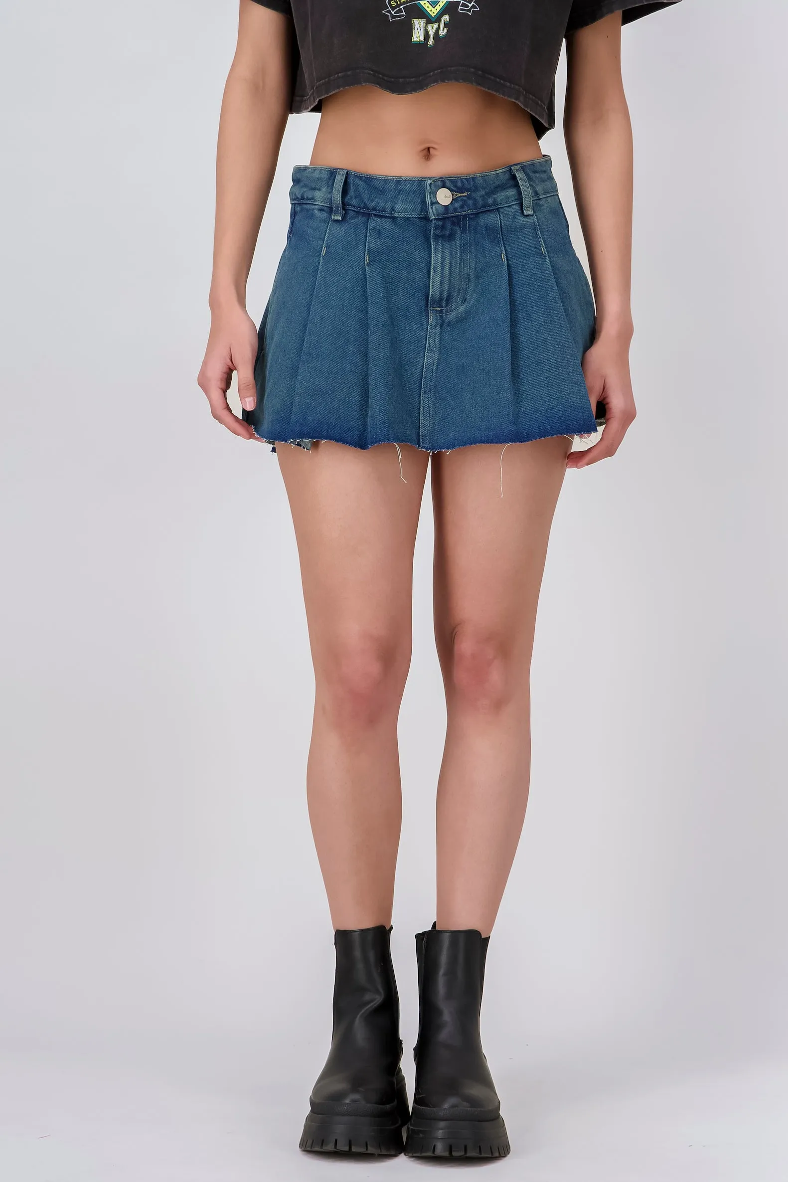 Falda mini denim tableada sold by Shasa product image thumbnail 2
