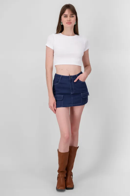 Falda mini denim bolsillos sold by Shasa