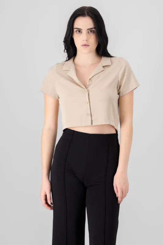 Camisa Crop Amplia Manga Corta sold by Shasa