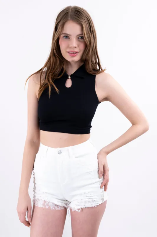 Top cuello solapa acanalado sold by Shasa