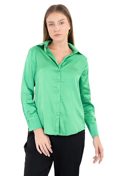 Camisa satinada manga larga sold by Shasa