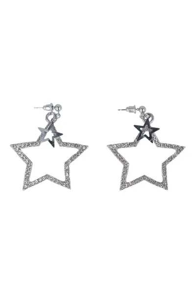 Aretes metálicos doble estrella sold by Shasa