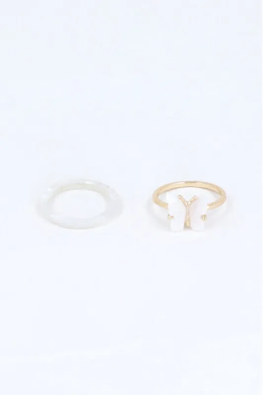 Set 2 piezas anillos mariposa sold by Shasa