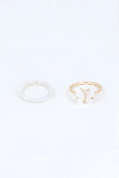 Set 2 piezas anillos mariposa sold by Shasa