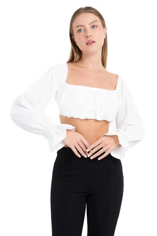 Blusa crop manga larga abullonada sold by Shasa