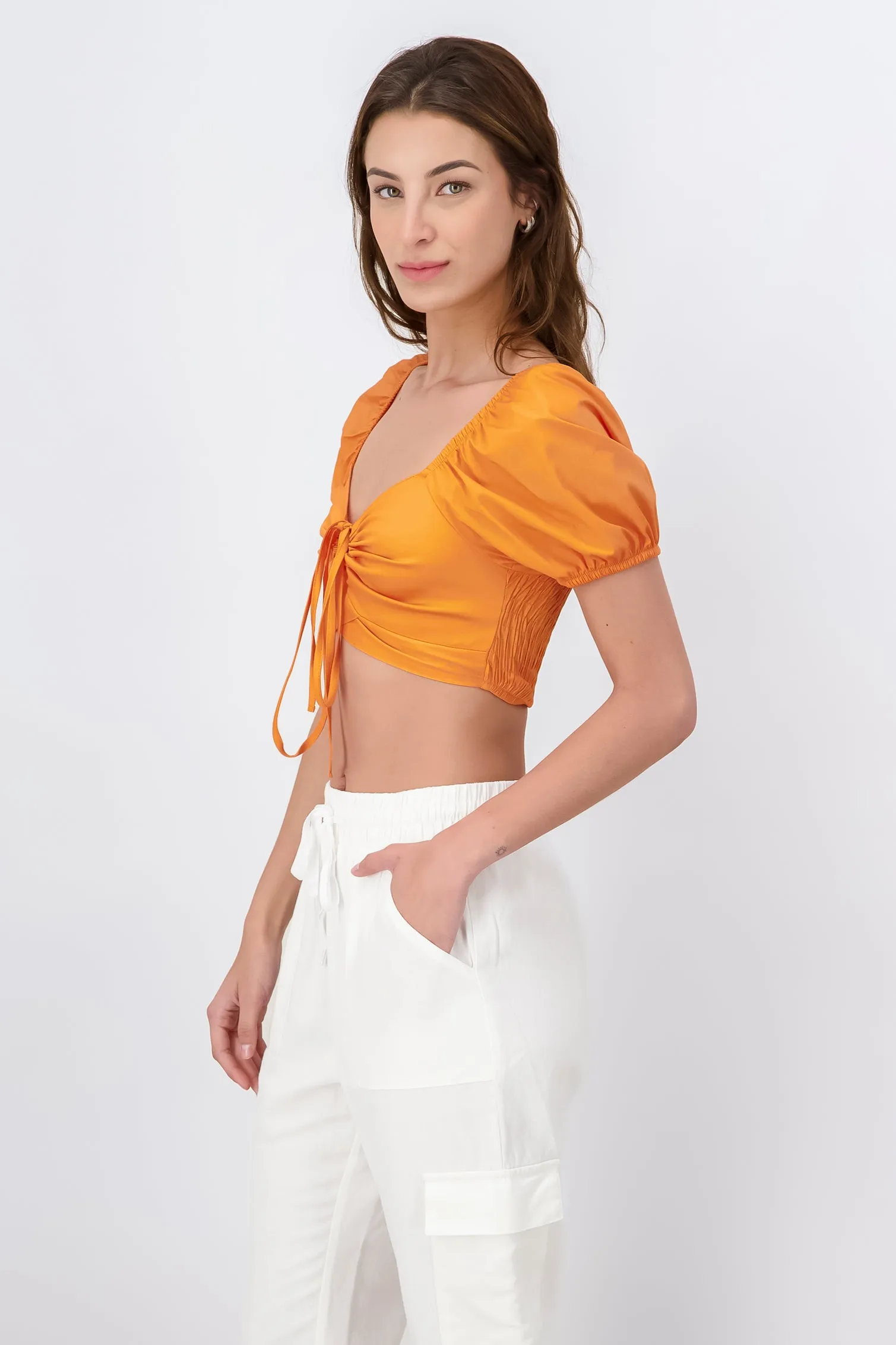Crop Top Halter Manga Corta Globo sold by Shasa product image thumbnail 3
