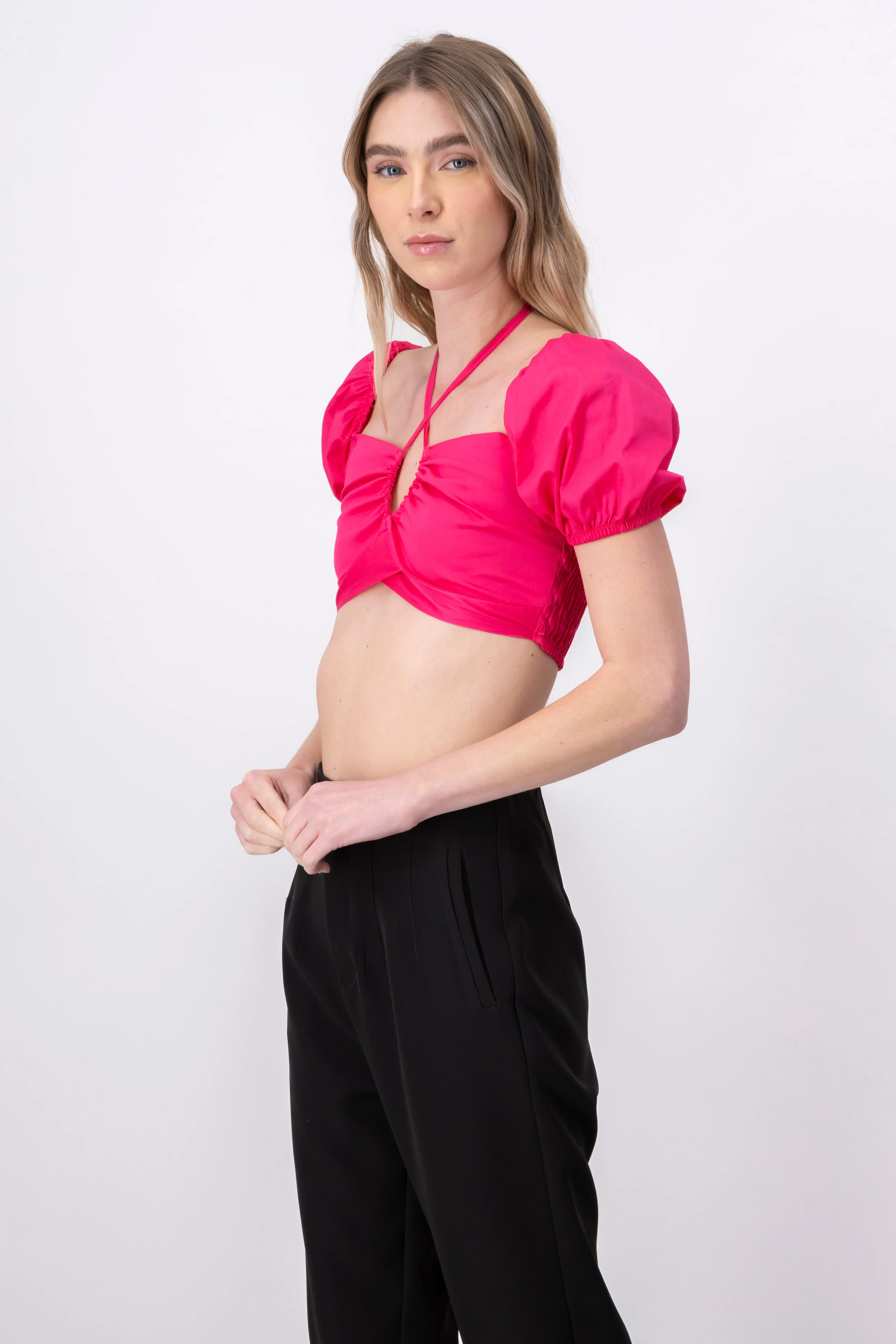 Crop Top Halter Manga Corta Globo sold by Shasa product image thumbnail 3