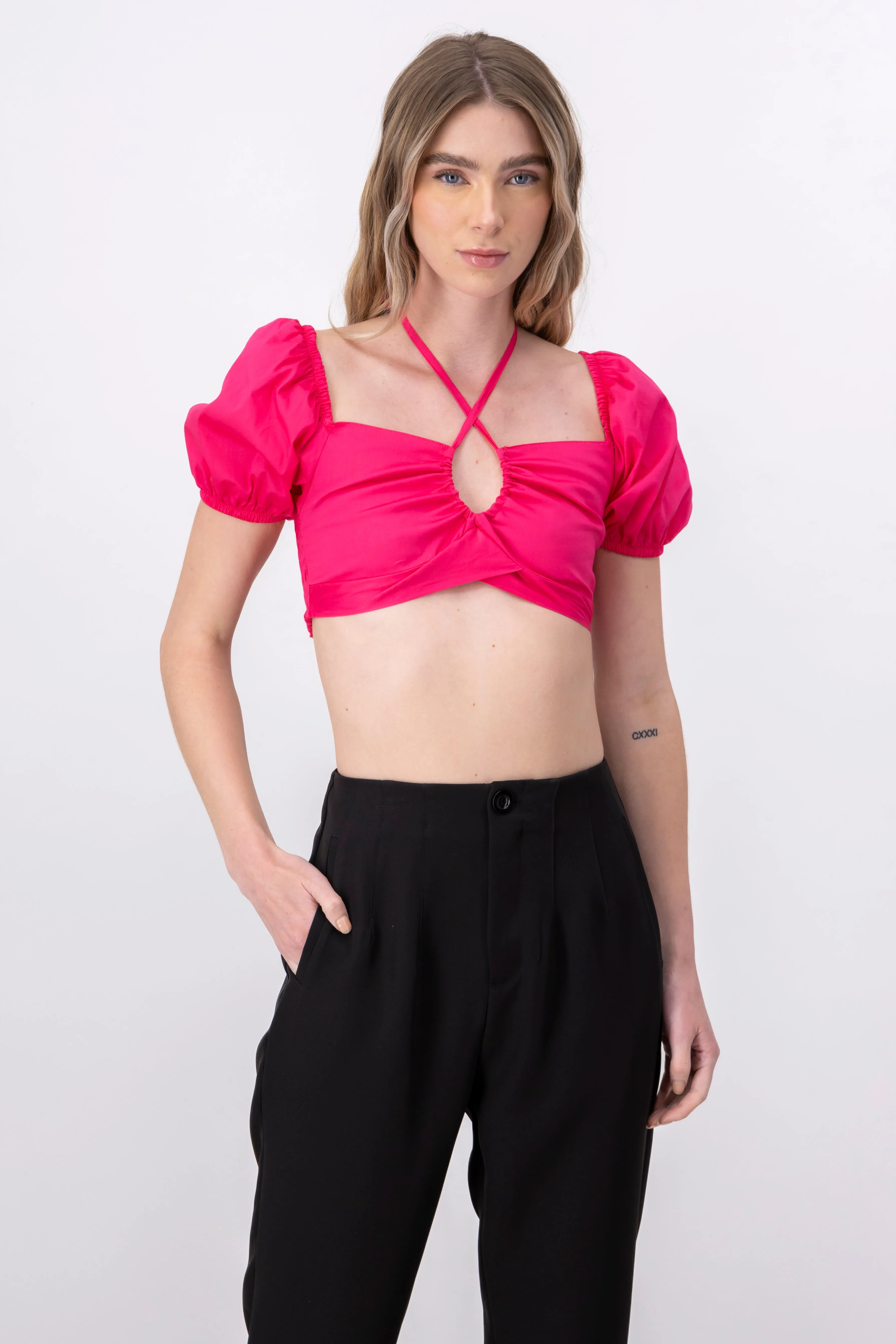 Crop Top Halter Manga Corta Globo sold by Shasa product image thumbnail 2
