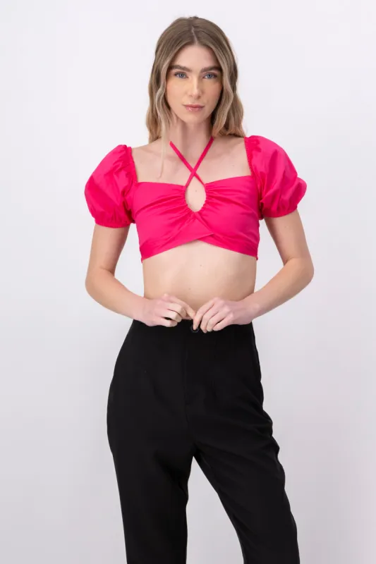 Crop Top Halter Manga Corta Globo sold by Shasa