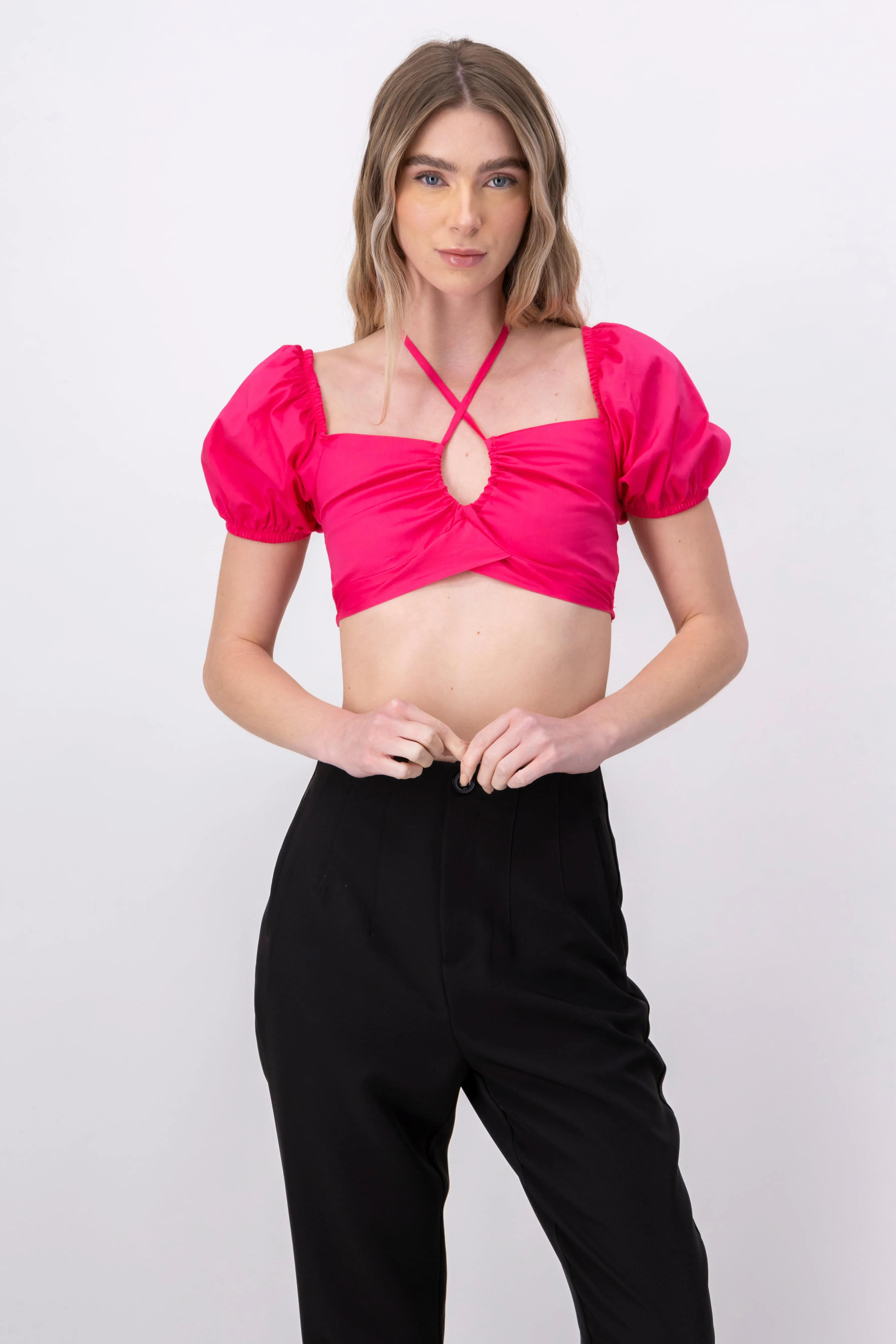 Crop Top Halter Manga Corta Globo sold by Shasa