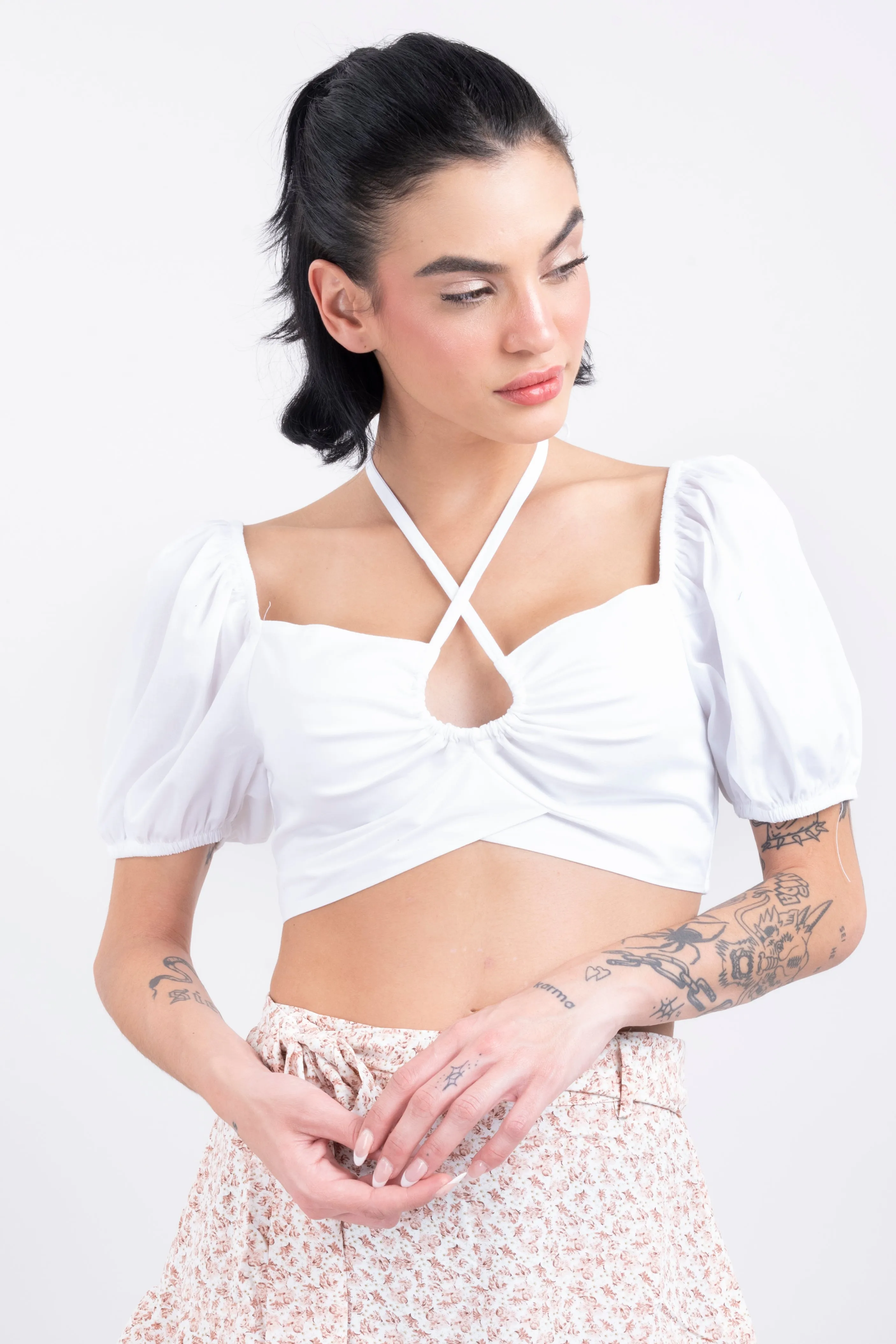 Crop Top Halter Manga Corta Globo sold by Shasa product image thumbnail 2