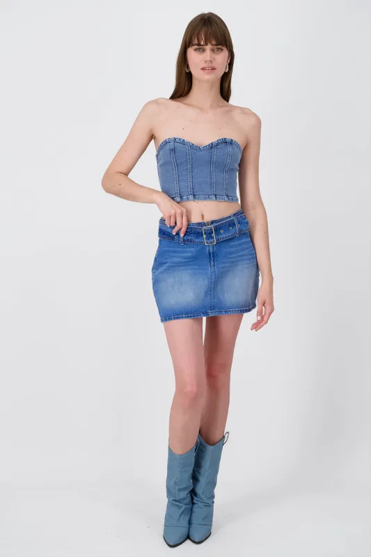 mini falda denim con cinturon sold by Shasa
