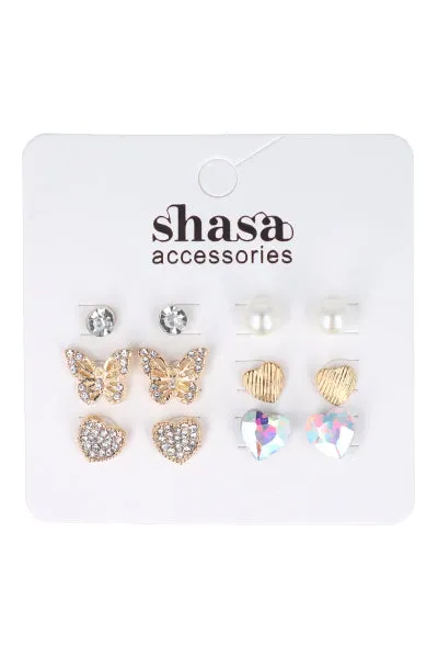 Set 6 Pares Aretes Studs sold by Shasa