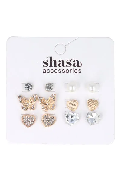 Set 6 Pares Aretes Studs sold by Shasa
