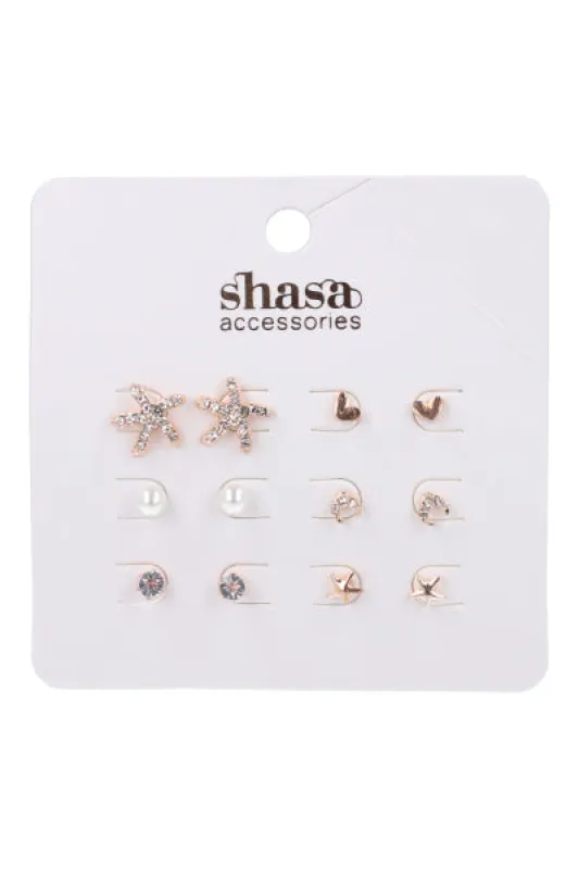 Set 6 Pares Aretes Studs sold by Shasa