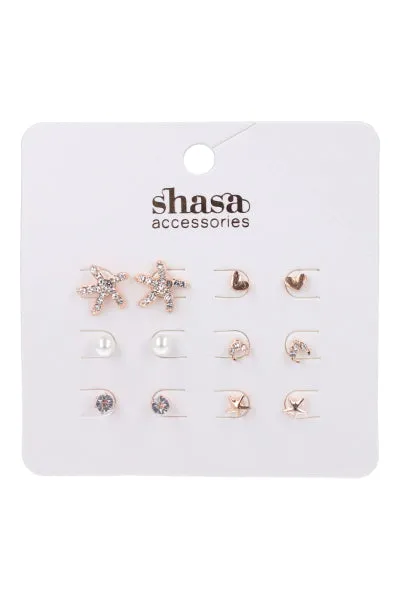 Set 6 Pares Aretes Studs sold by Shasa
