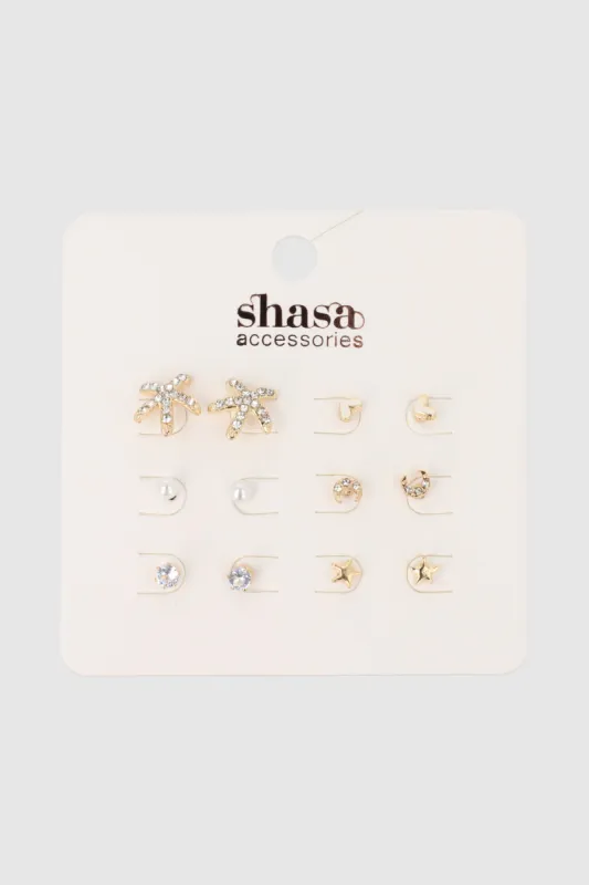 Set 6 Pares Aretes Studs sold by Shasa