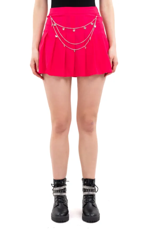 Falda mini tableada cadenas mariposa sold by Shasa