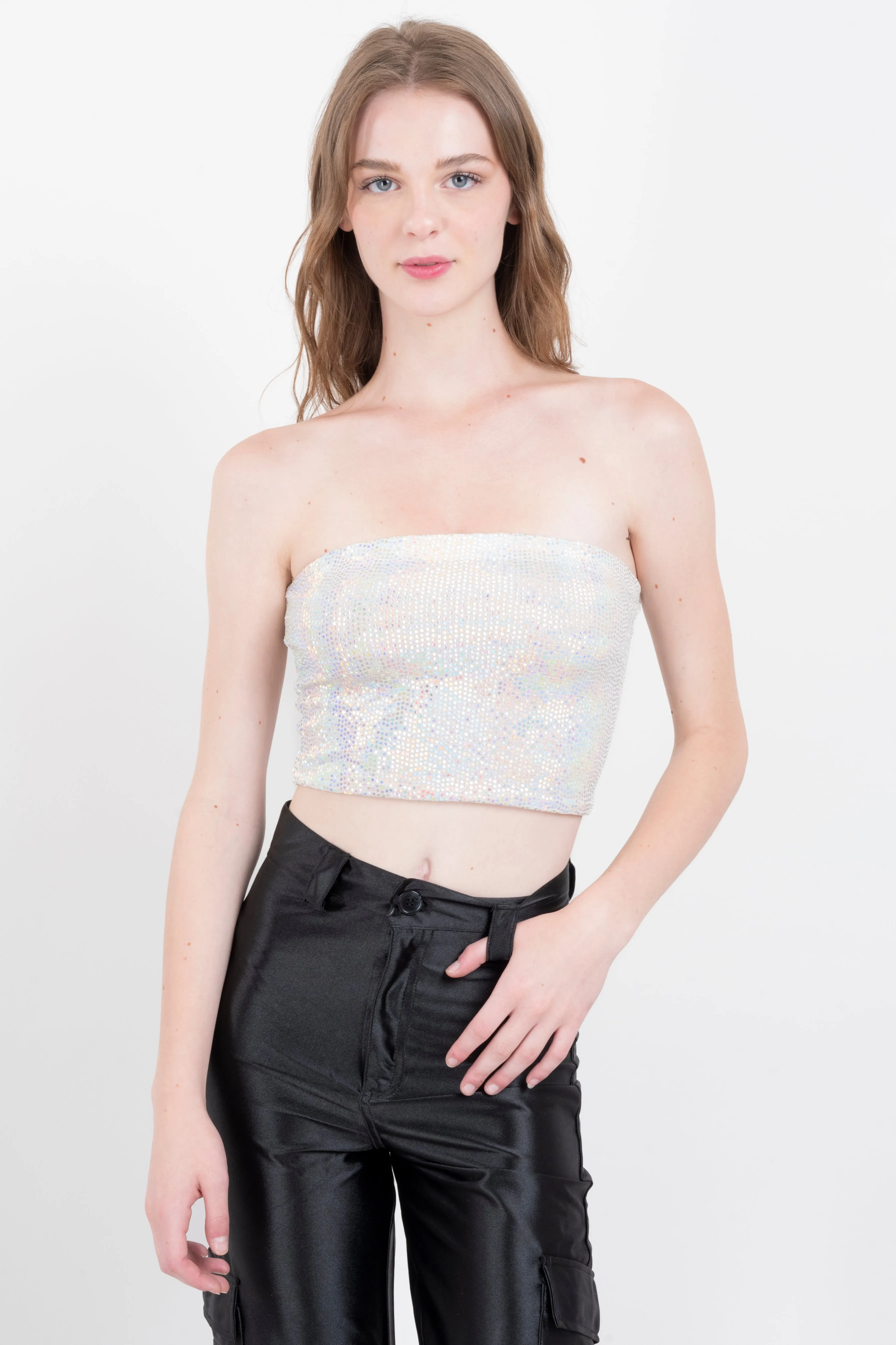 Top strapless brillos tornasol sold by Shasa